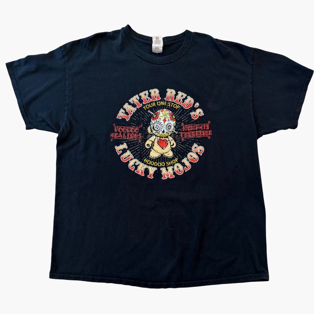 Tater Red's Lucky Mojos Memphis Tennessee Voodoo Doll Graphic T-Shirt XL Black
